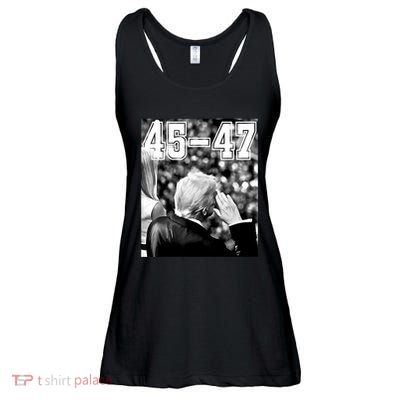 4547 President Trump Military Salutes On Final Vintage Ladies Essential Flowy Tank