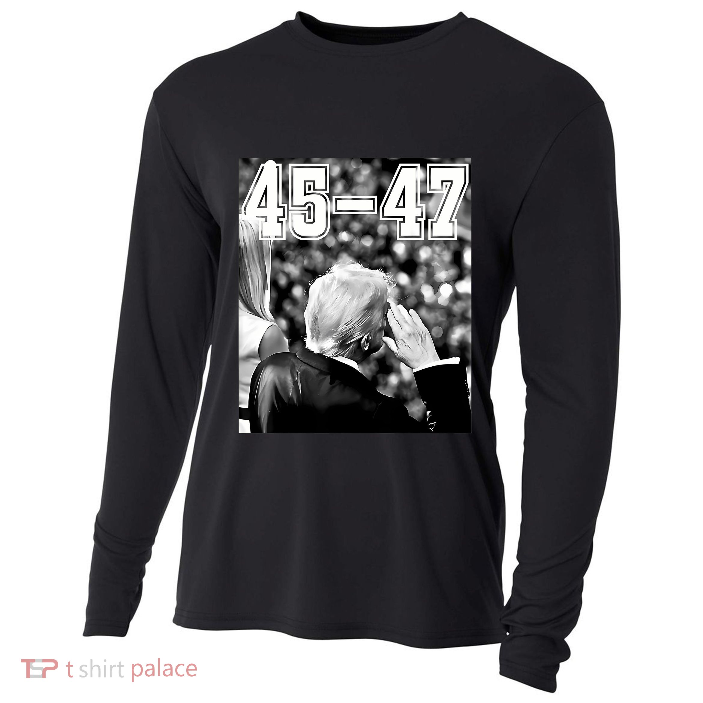 4547 President Trump Military Salutes On Final Vintage Cooling Performance Long Sleeve Crew
