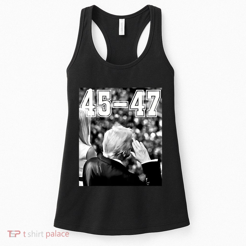 4547 President Trump Military Salutes On Final Vintage Womens Tank Top