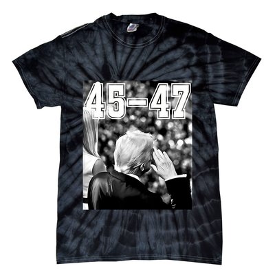 4547 President Trump Military Salutes On Final Vintage Tie-Dye T-Shirt