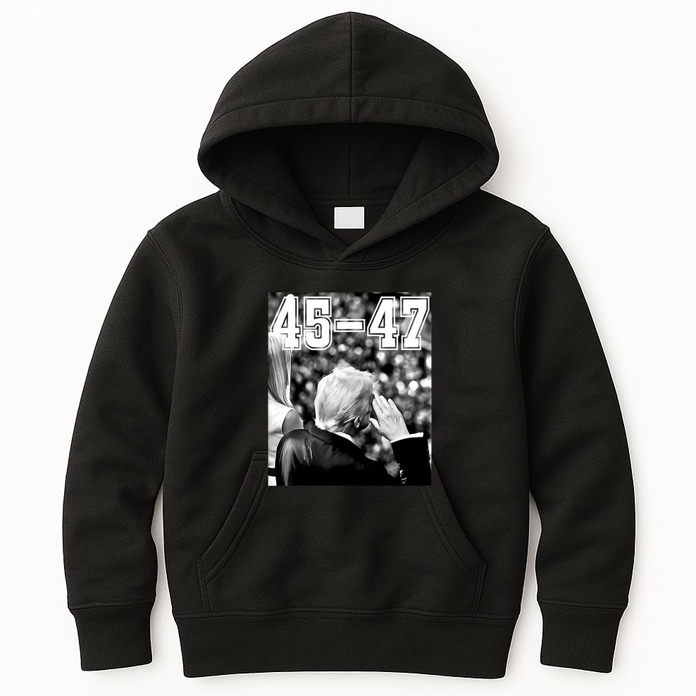4547 President Trump Military Salutes On Final Vintage Kids Hoodie