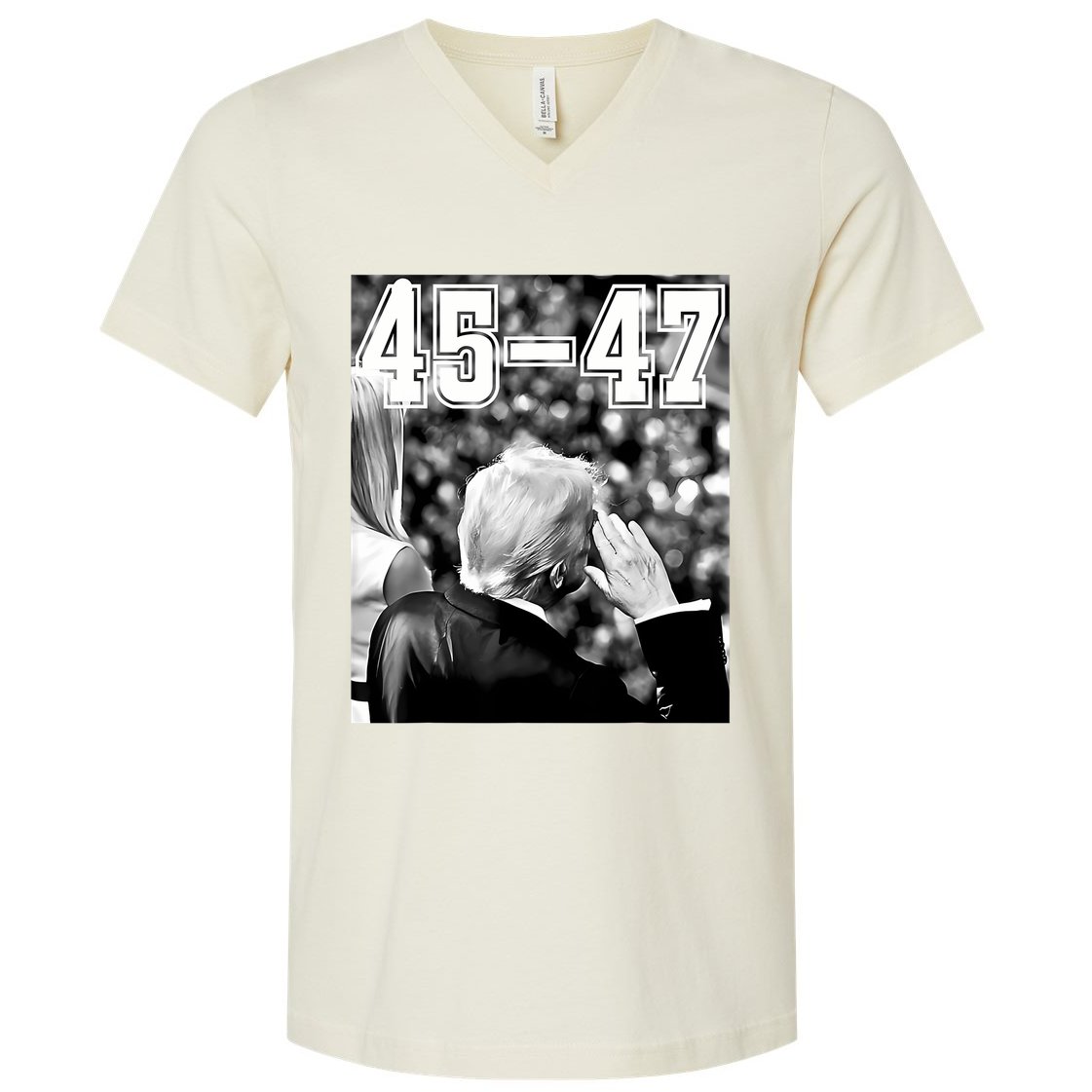 4547 President Trump Military Salutes On Final Vintage V-Neck T-Shirt