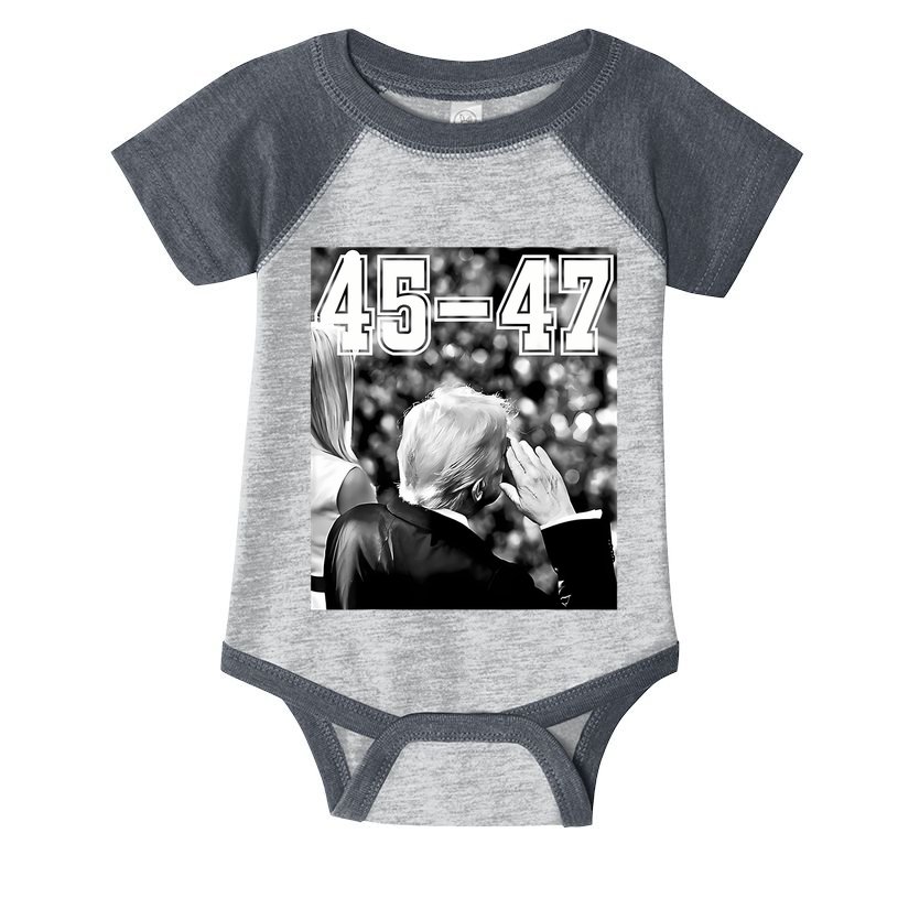 4547 President Trump Military Salutes On Final Vintage Infant Baby Jersey Bodysuit