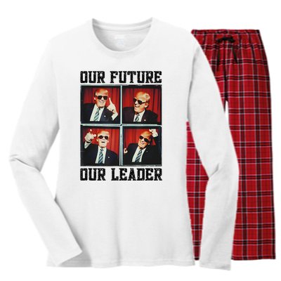 47th President Trump Second Term Our Future Our Leader Trump Women's Long Sleeve Flannel Pajama Set 