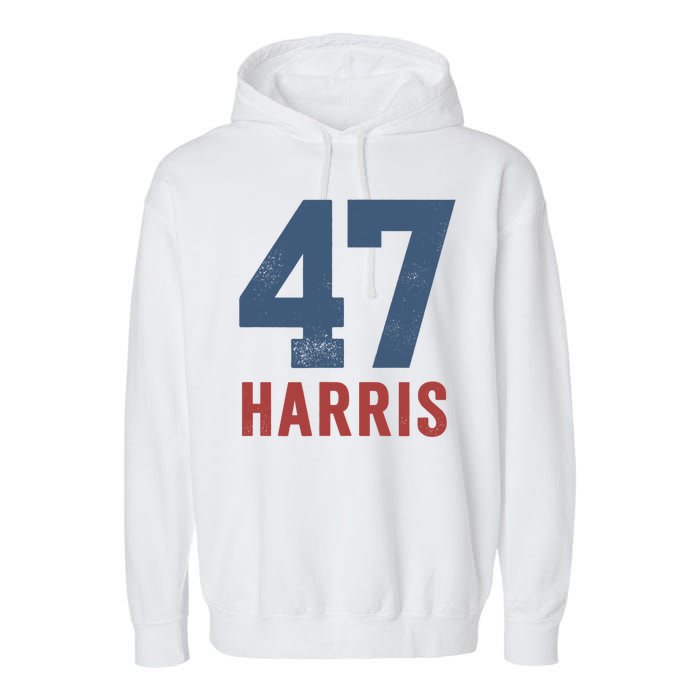 47th President Usa Harris Retro Garment-Dyed Fleece Hoodie