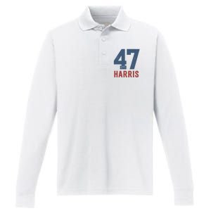 47th President Usa Harris Retro Performance Long Sleeve Polo