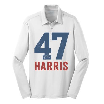 47th President Usa Harris Retro Silk Touch Performance Long Sleeve Polo