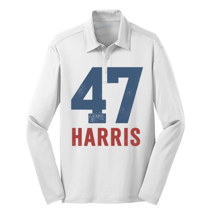 47th President Usa Harris Retro Silk Touch Performance Long Sleeve Polo