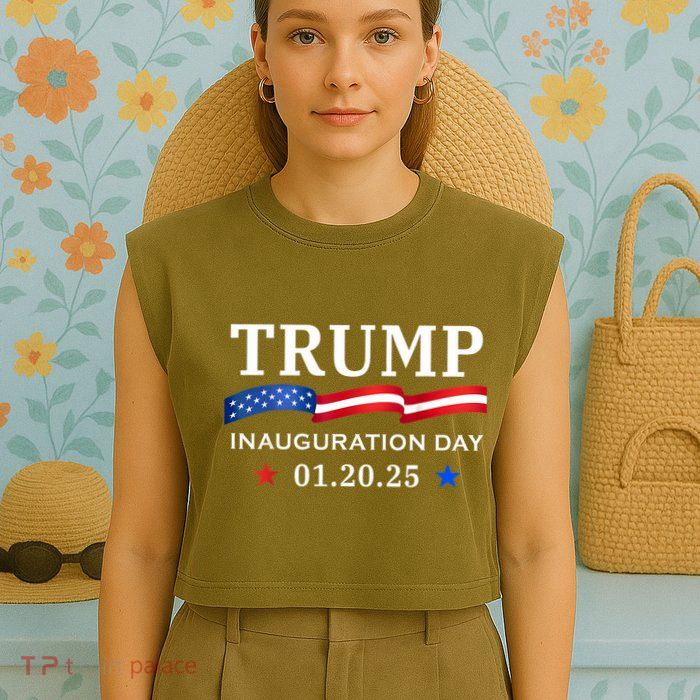 47th President Usa Flag Garment-Dyed Women's Muscle Tee
