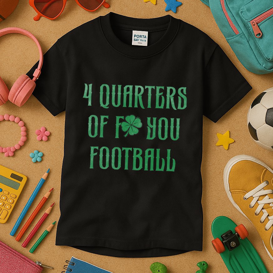 4 Quarters Of F You Football Clover Kids T-Shirt