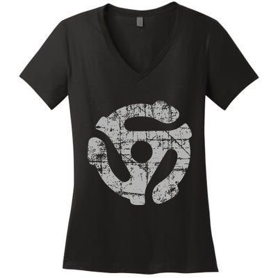 45 Rpm Record Adapter Turntable Women's V-Neck T-Shirt