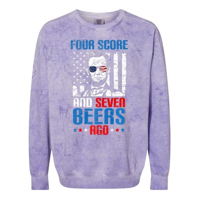 4 Score And 7 Beers Ago Made For A Patriotic 4th Of July Colorblast Crewneck Sweatshirt