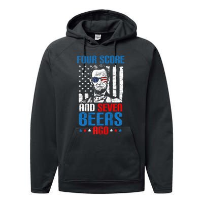 4 Score And 7 Beers Ago Made For A Patriotic 4th Of July Performance Fleece Hoodie