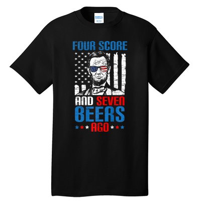 4 Score And 7 Beers Ago Made For A Patriotic 4th Of July Tall T-Shirt