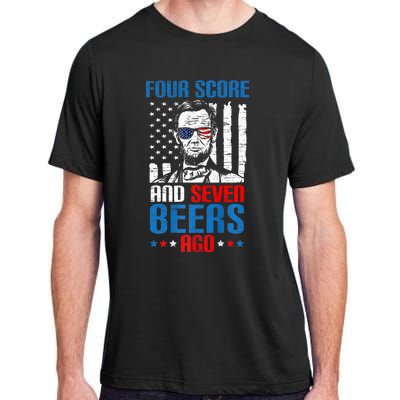 4 Score And 7 Beers Ago Made For A Patriotic 4th Of July Adult ChromaSoft Performance T-Shirt