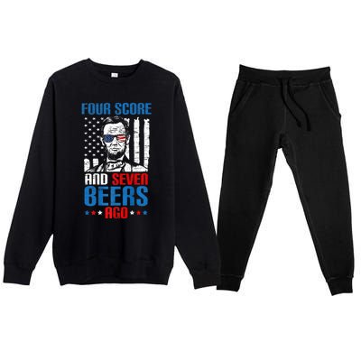 4 Score And 7 Beers Ago Made For A Patriotic 4th Of July Premium Crewneck Sweatsuit Set