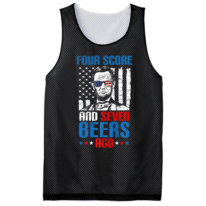 4 Score And 7 Beers Ago Made For A Patriotic 4th Of July Mesh Reversible Basketball Jersey Tank