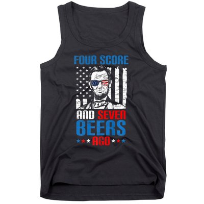 4 Score And 7 Beers Ago Made For A Patriotic 4th Of July Tank Top