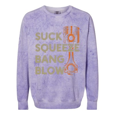 4 Stroke Cycle Suck Squeeze Bang Blow Piston Mechanic Colorblast Crewneck Sweatshirt