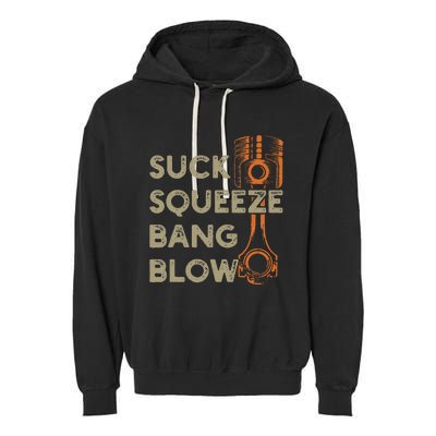 4 Stroke Cycle Suck Squeeze Bang Blow Piston Mechanic Garment-Dyed Fleece Hoodie