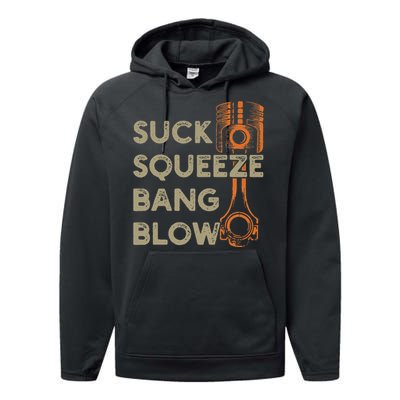 4 Stroke Cycle Suck Squeeze Bang Blow Piston Mechanic Performance Fleece Hoodie