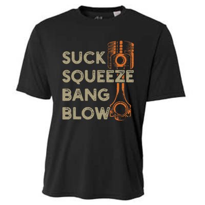 4 Stroke Cycle Suck Squeeze Bang Blow Piston Mechanic Cooling Performance Crew T-Shirt