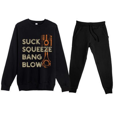 4 Stroke Cycle Suck Squeeze Bang Blow Piston Mechanic Premium Crewneck Sweatsuit Set