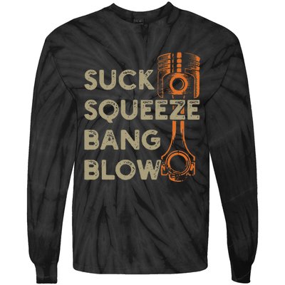 4 Stroke Cycle Suck Squeeze Bang Blow Piston Mechanic Tie-Dye Long Sleeve Shirt