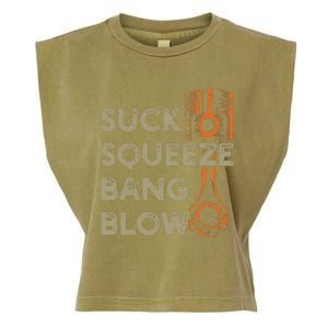 4 Stroke Cycle Suck Squeeze Bang Blow Piston Mechanic Garment-Dyed Women's Muscle Tee