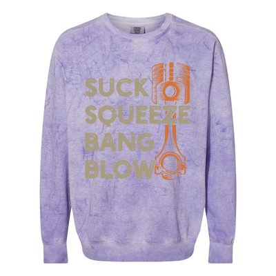 4 Stroke Cycle Suck Squeeze Bang Blow Piston Mechanic Gift Colorblast Crewneck Sweatshirt