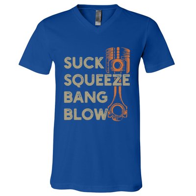 4 Stroke Cycle Suck Squeeze Bang Blow Piston Mechanic Gift V-Neck T-Shirt