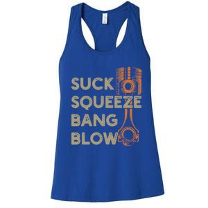 4 Stroke Cycle Suck Squeeze Bang Blow Piston Mechanic Gift Women's Racerback Tank