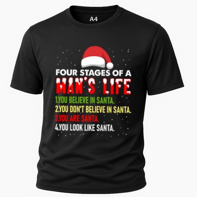 4 Stages Of Life Funny Santa Christmas Daddy Christmas Gift Performance Shirt