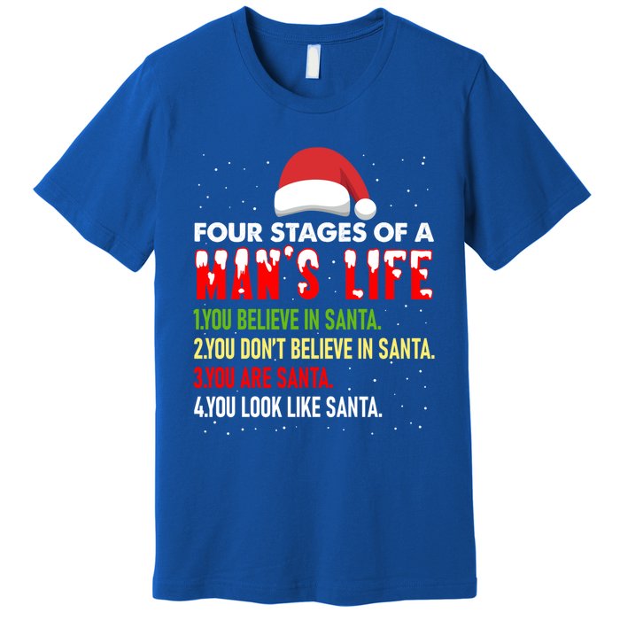 4 Stages Of Life Funny Santa Christmas Daddy Christmas Gift Premium T-Shirt