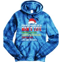 4 Stages Of Life Funny Santa Christmas Daddy Christmas Gift Tie Dye Hoodie