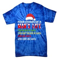 4 Stages Of Life Funny Santa Christmas Daddy Christmas Gift Tie-Dye T-Shirt