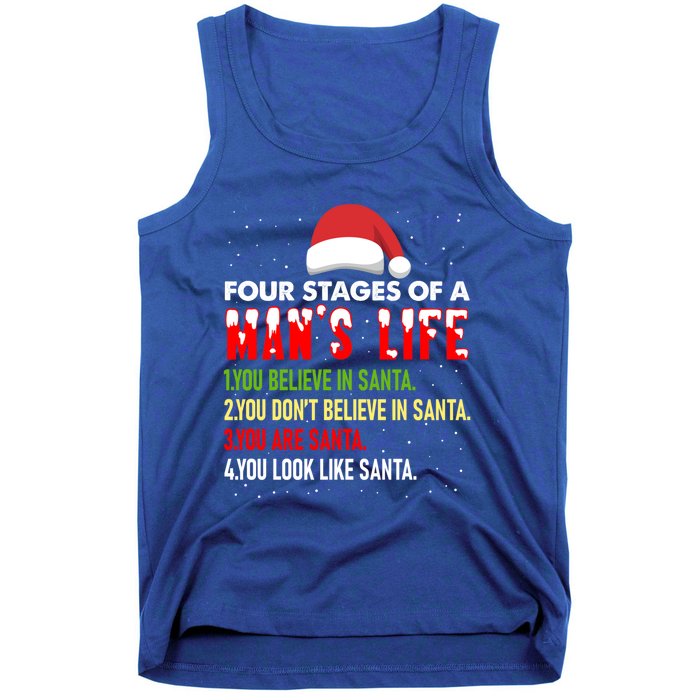 4 Stages Of Life Funny Santa Christmas Daddy Christmas Gift Tank Top