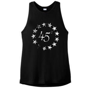 45 Squared Trump Betsy Ross Flag 2020 Second Term Ladies PosiCharge Tri-Blend Wicking Tank