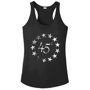 45 Squared Trump Betsy Ross Flag 2020 Second Term Ladies PosiCharge Competitor Racerback Tank