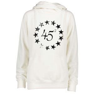 45 Squared Trump Betsy Ross Flag 2020 Second Term Womens Funnel Neck Pullover Hood