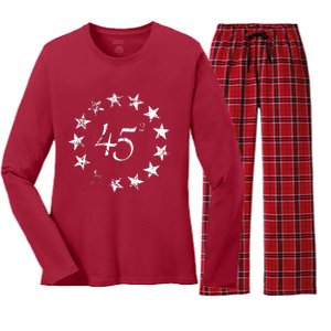 45 Squared Trump Betsy Ross Flag 2020 Second Term Women's Long Sleeve Flannel Pajama Set 