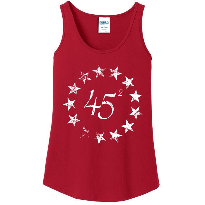 45 Squared Trump Betsy Ross Flag 2020 Second Term Ladies Essential Tank