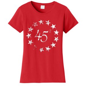 45 Squared Trump Betsy Ross Flag 2020 Second Term Women's T-Shirt