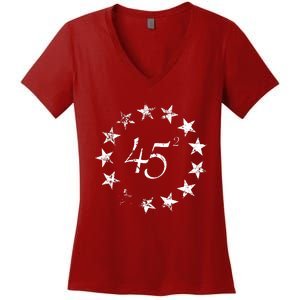 45 Squared Trump Betsy Ross Flag 2020 Second Term Women's V-Neck T-Shirt