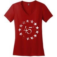 45 Squared Trump Betsy Ross Flag 2020 Second Term Women's V-Neck T-Shirt