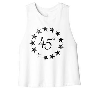 45 Squared Trump Betsy Ross Flag 2020 Second Term Women's Racerback Cropped Tank