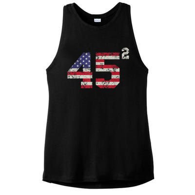 45 Squared Trump 2024 Second Term USA Vintage Pro American Ladies PosiCharge Tri-Blend Wicking Tank