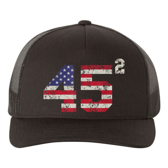 45 Squared Trump 2024 Second Term USA Vintage Pro American Yupoong Adult 5-Panel Trucker Hat