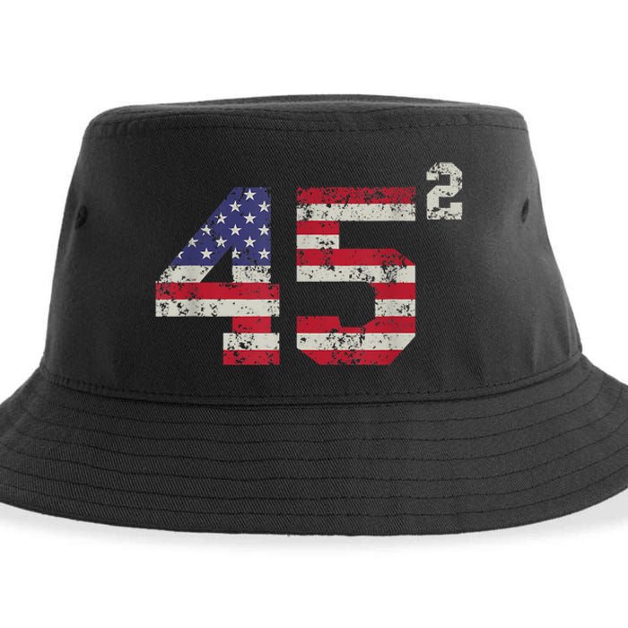 45 Squared Trump 2024 Second Term USA Vintage Pro American Sustainable Bucket Hat