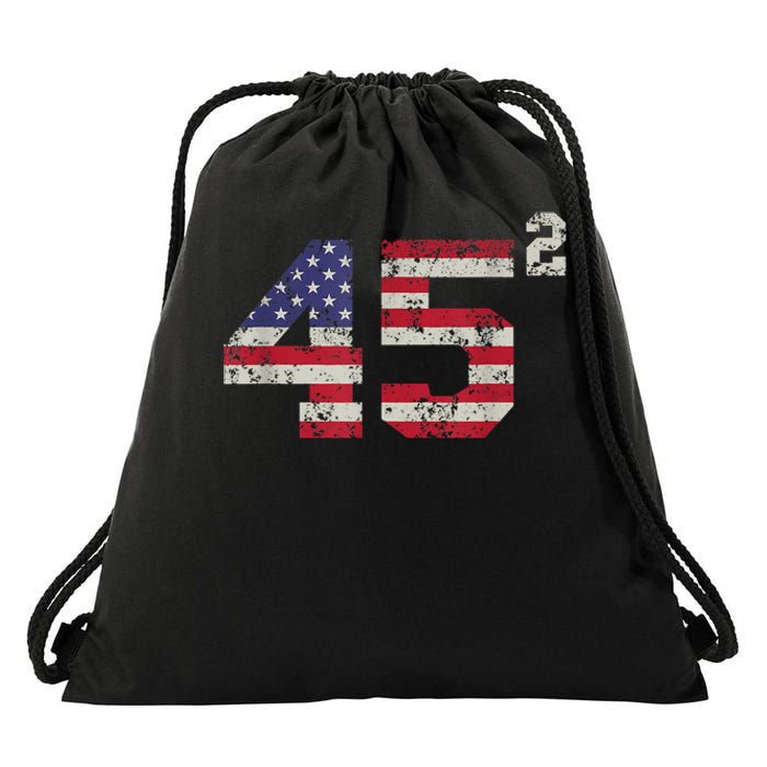 45 Squared Trump 2024 Second Term USA Vintage Pro American Drawstring Bag